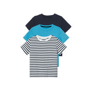 lupilu® Chlapčenské tričko, 3 kusy (110/116, námornícka modrá/pruhy/modrá)