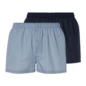 LIVERGY® Pánske bavlnené boxerky, 2 kusy (M, navy modrá/bledomodrá)