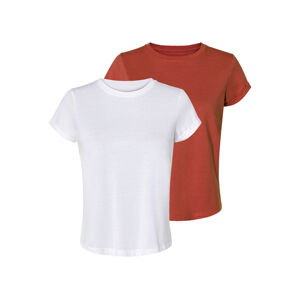 esmara® Dámske tričko, 2 kusy (M (40/42), biela/oranžovohnedá)