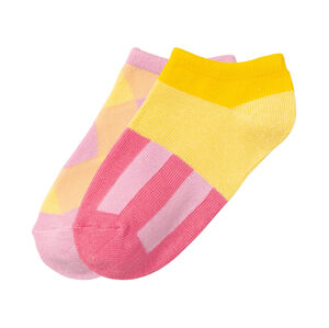 Detské členkové ponožky, 2 páry (35/38, bledoružová/žltá)
