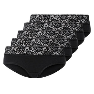 esmara® Dámske bedrové nohavičky s čipkou, 5 kusov (S (36/38), čierna)