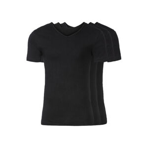 LIVERGY® Pánske spodné tričko, 3 kusy (S, čierna, výstrih v tvare „V“)