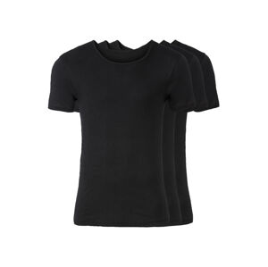LIVERGY® Pánske spodné tričko, 3 kusy (M, čierna, okrúhly výstrih)
