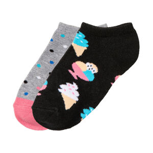 Detské členkové ponožky, 2 páry (35/38, bodky/zmrzlina)