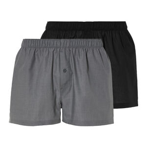 LIVERGY® Pánske bavlnené boxerky, 2 kusy (M, čierna/tmavosivá)