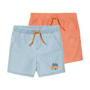 lupilu® Chlapčenské šortky pre bábätká, 2 kusy (62/68, svetlomodrá/oranžová)